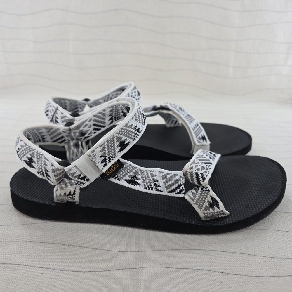 Teva Womens Original Universal White Black Aztec Hiking Sandals 1003987 Size 10